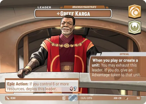 Greef Karga — Gracious Magistrate, Ashes of the Empire #783