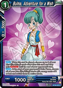 Bulma, Adventure for a Wish, Three Glorious Fighters #BT30-025