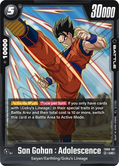Son Gohan : Adolescence, Saiyan’s Pride #FB08-107