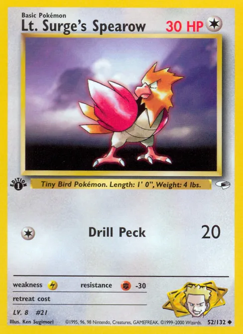 Lt. Surge's Spearow, Gym Heroes #52