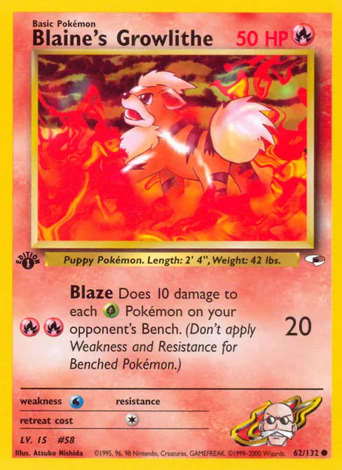 Blaine's Growlithe, Gym Heroes #62