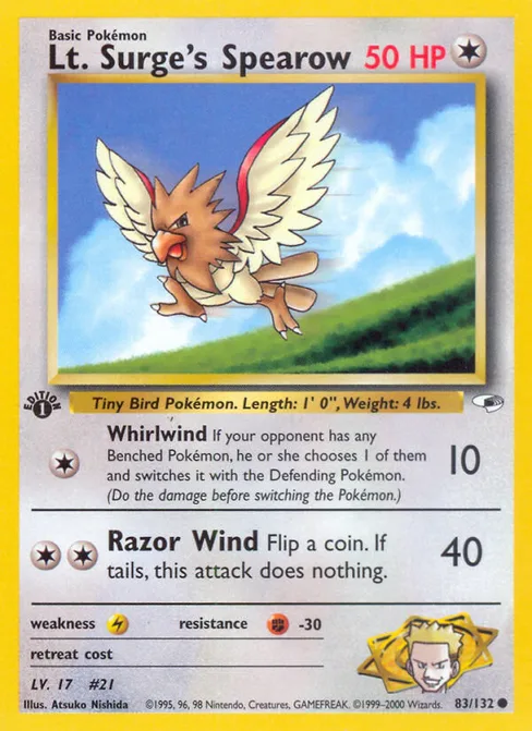 Lt. Surge's Spearow, Gym Heroes #83