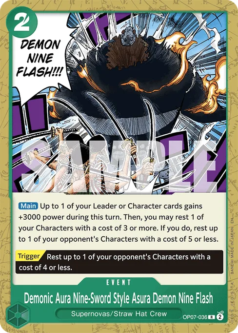 Demonic Aura Nine-Sword Style Asura Demon Nine Flash, OP07-036, Parallel 1, English