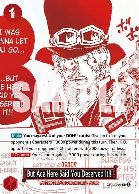 But Ace Here Said You Deserved It!!, OP13-019, Parallel 1, English