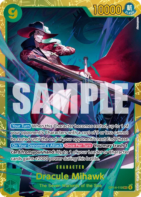 Dracule Mihawk, THE AZURE SEA’S SEVEN #OP14-119
