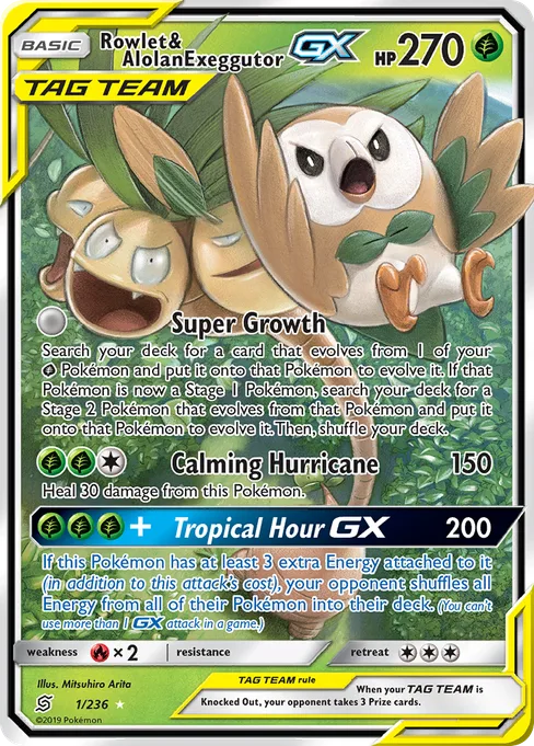 Rowlet & Alolan Exeggutor-GX, Unified Minds #1