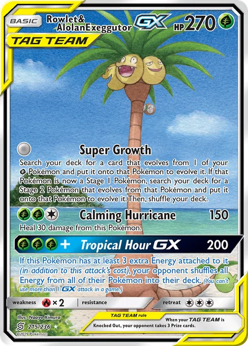Rowlet & Alolan Exeggutor-GX, Unified Minds #215