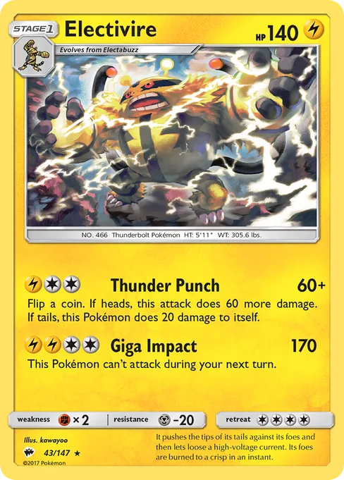 Electivire, Burning Shadows #43
