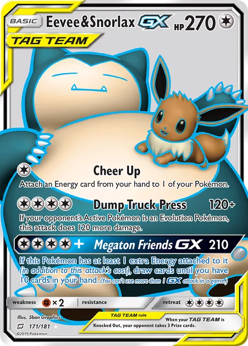 Eevee & Snorlax-GX, Team Up #171