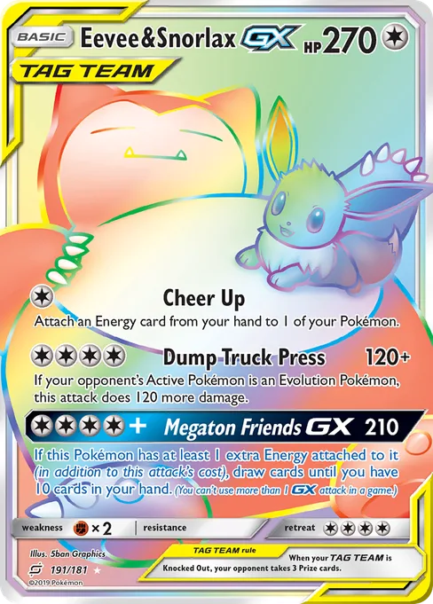Eevee & Snorlax-GX, Team Up #191