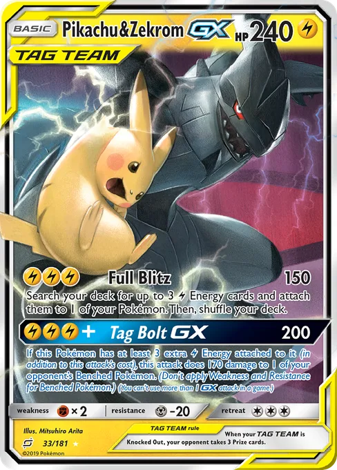 Pikachu & Zekrom-GX, Team Up #33