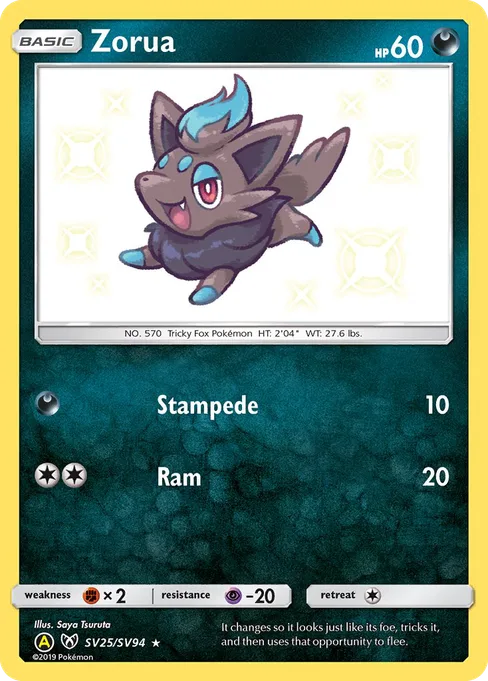Zorua, Hidden Fates Shiny Vault #SV25