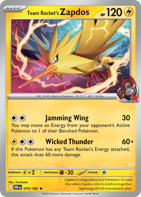Team Rocket's Zapdos, Destined Rivals #70