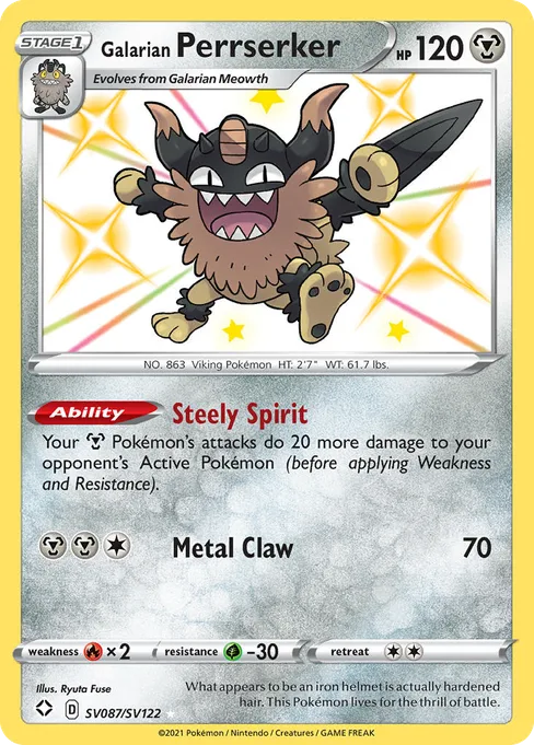 Galarian Perrserker, Shining Fates Shiny Vault #SV087