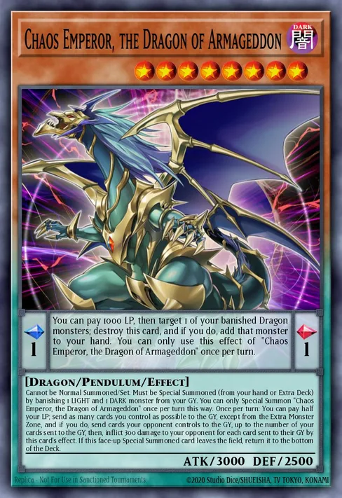 Chaos Emperor, the Dragon of Armageddon, Yu-Gi-Oh! Championship Series 2022 prize card #YCSW-EN011